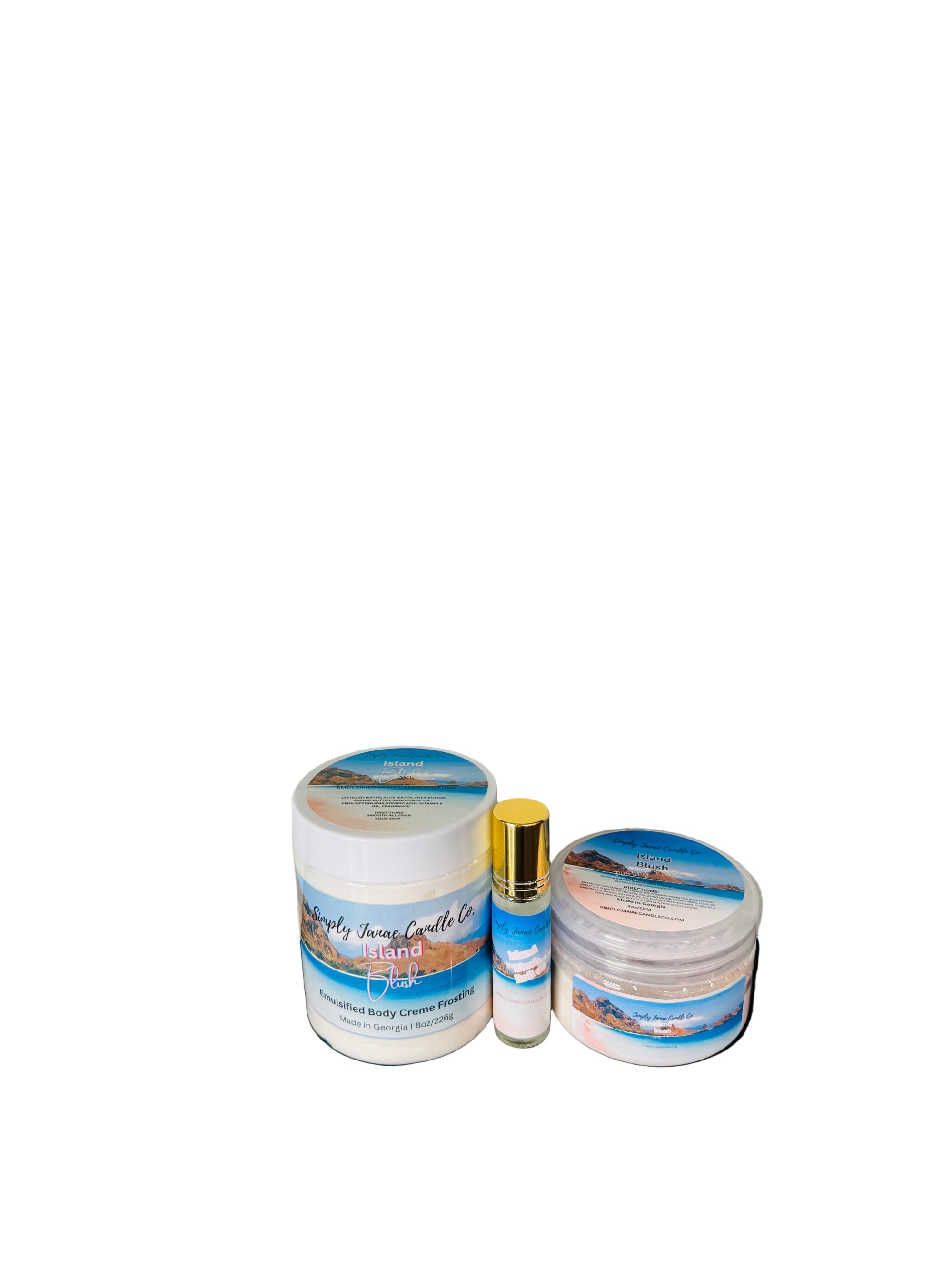 (New)Pamper Me Trio Body Care Set Emulsified Body Creme Frosting, Roll On Body Oil, Dusting Powder