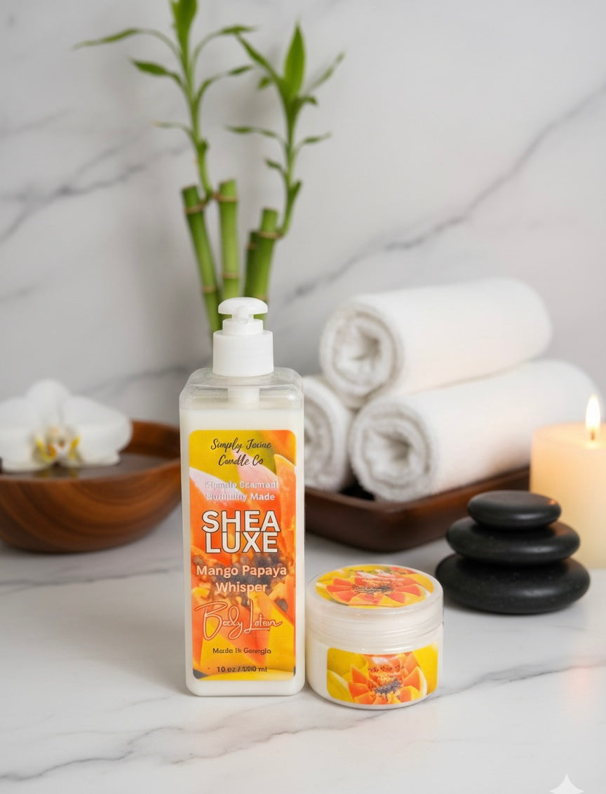 (New)Pamper Me Bundle Body Care Set Shea Luxe Body Lotion, Dusting Powder