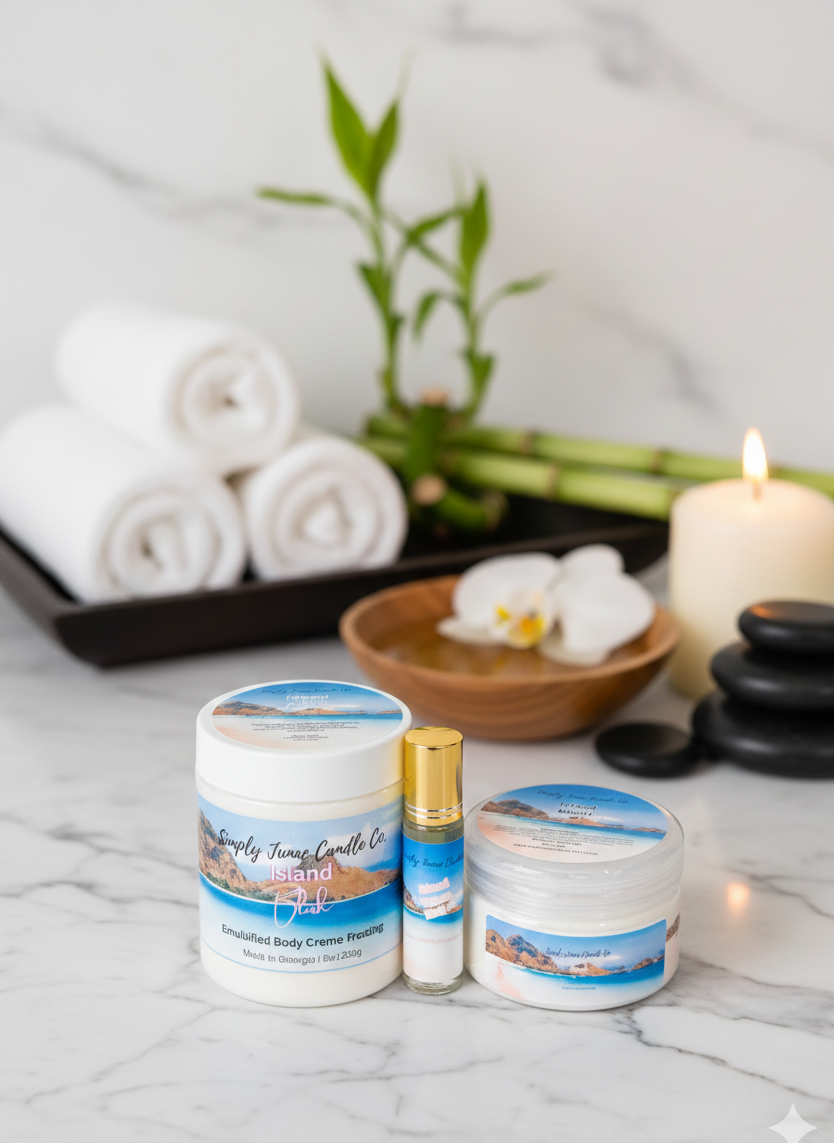 (New)Pamper Me Trio Body Care Set Emulsified Body Creme Frosting, Roll On Body Oil, Dusting Powder