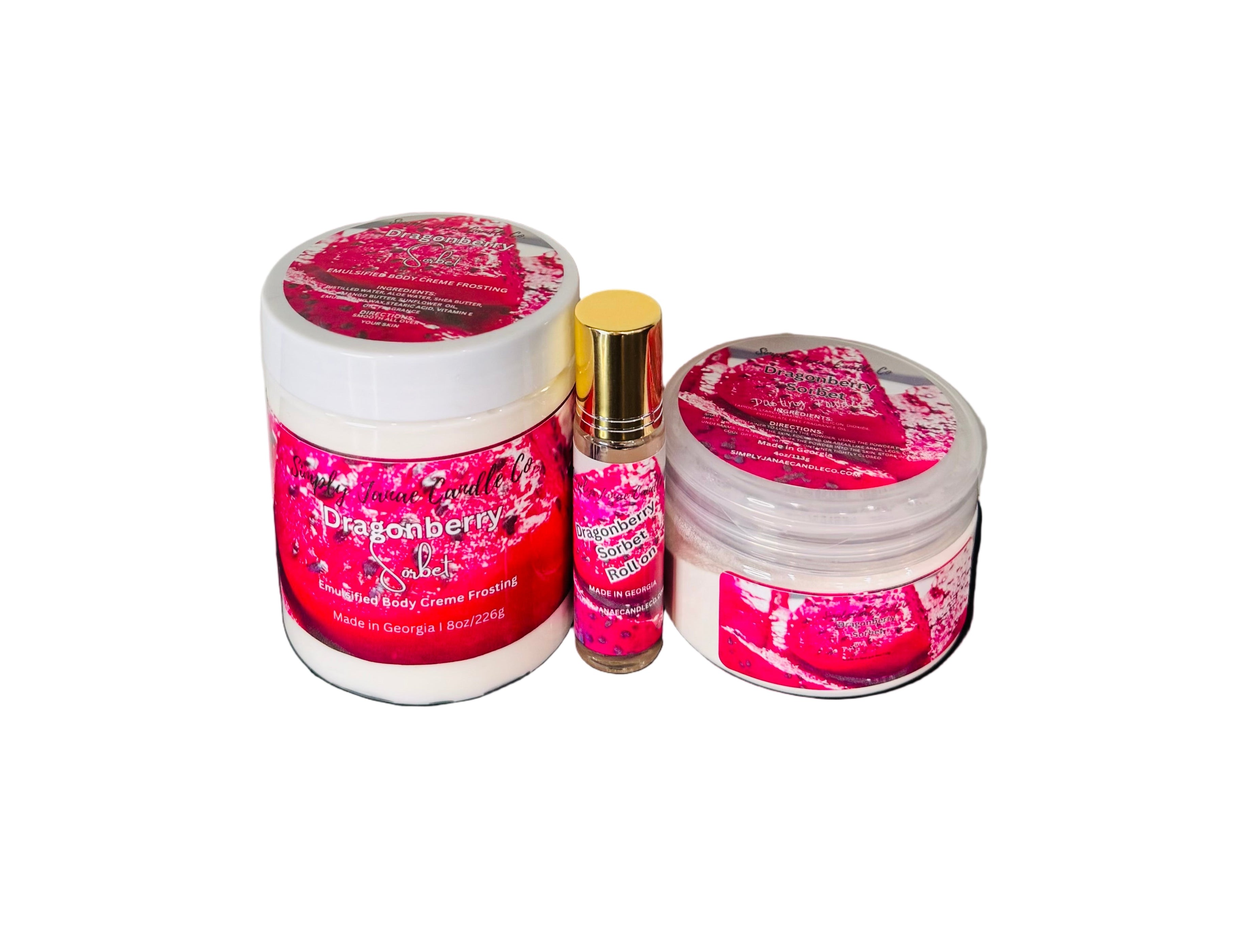(New)Pamper Me Trio Body Care Set Emulsified Body Creme Frosting, Roll On Body Oil, Dusting Powder