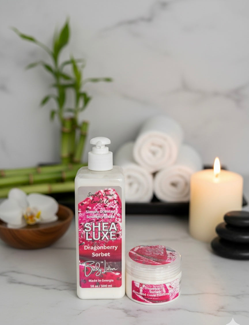 (New)Pamper Me Bundle Body Care Set Shea Luxe Body Lotion, Dusting Powder